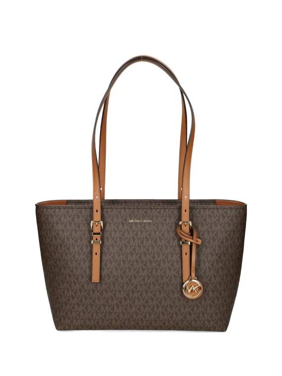 Borsa tote Quinn media in pelle e stampa logo