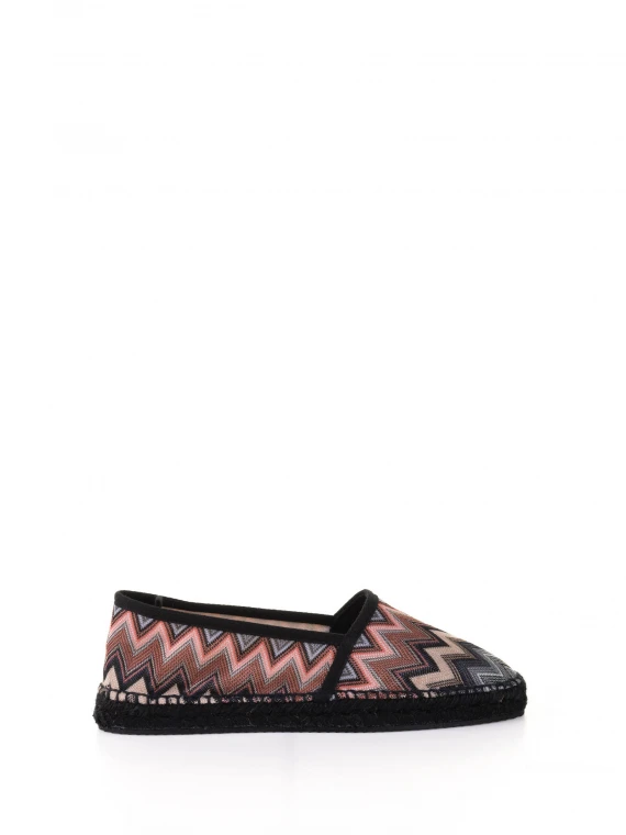 Slip on espadrilles in chevron fabric