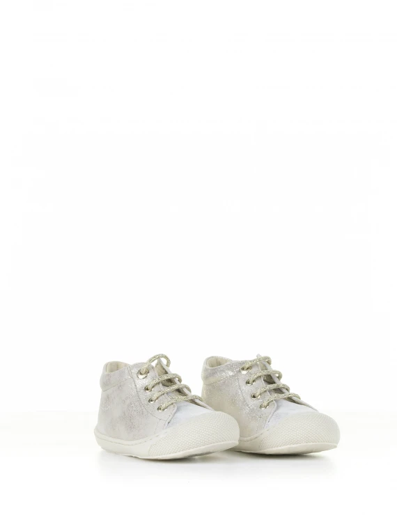 Silver leather first steps shoes