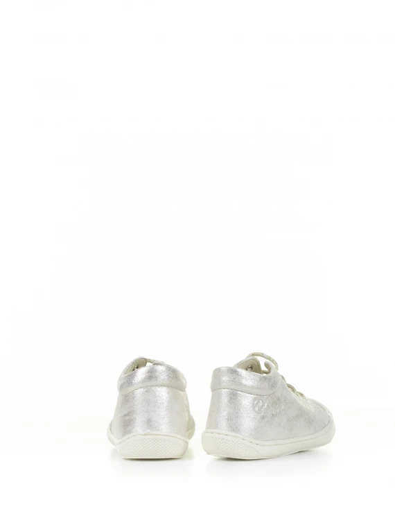 Silver leather first steps shoes