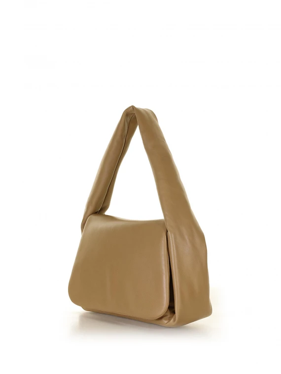 Brown nappa shoulder bag