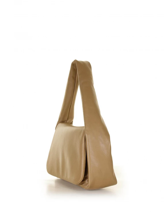 Borsa a spalla in nappa marrone