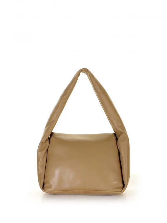 Brown nappa shoulder bag