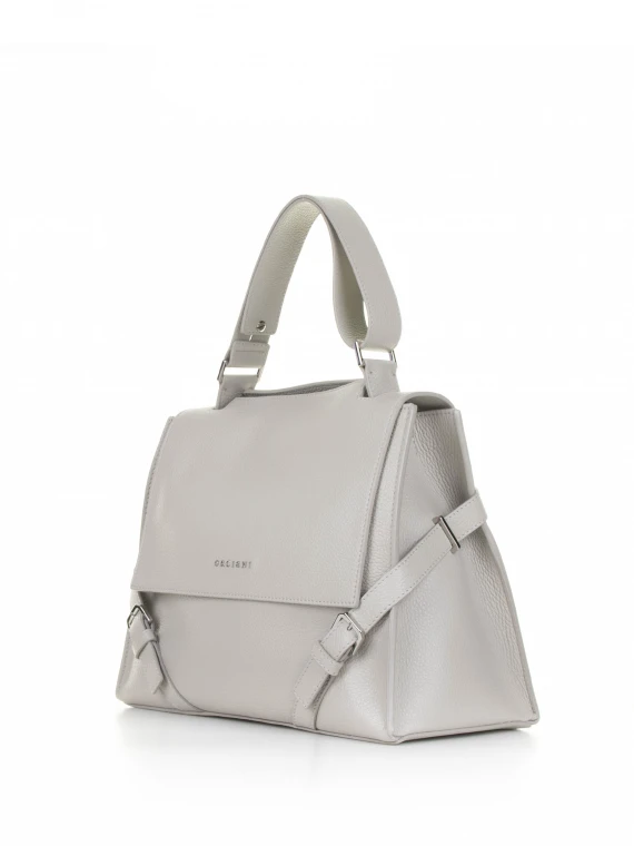 Sveva Sense Medium gray leather bag with shoulder strap