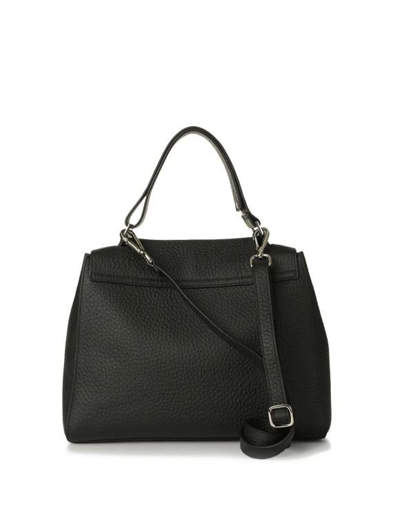 Borsa Sveva Media black in leather with shoulder strap