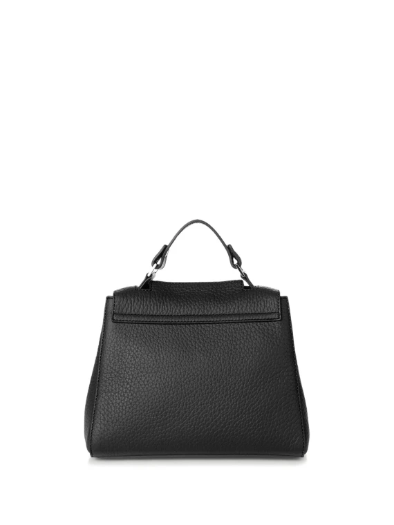 Sveva S black leather shoulder bag with shoulder strap