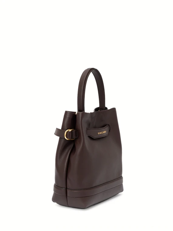 Borsa a secchiello Becky choco in pelle