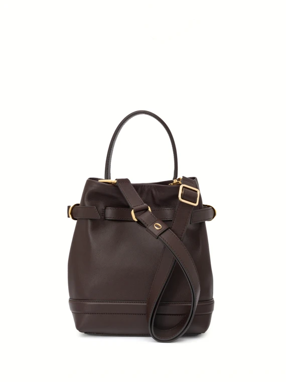 Borsa a secchiello Becky choco in pelle