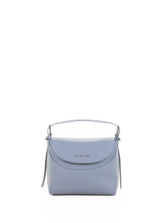 Borsa a mano Nana S Soft in pelle con tracolla celeste