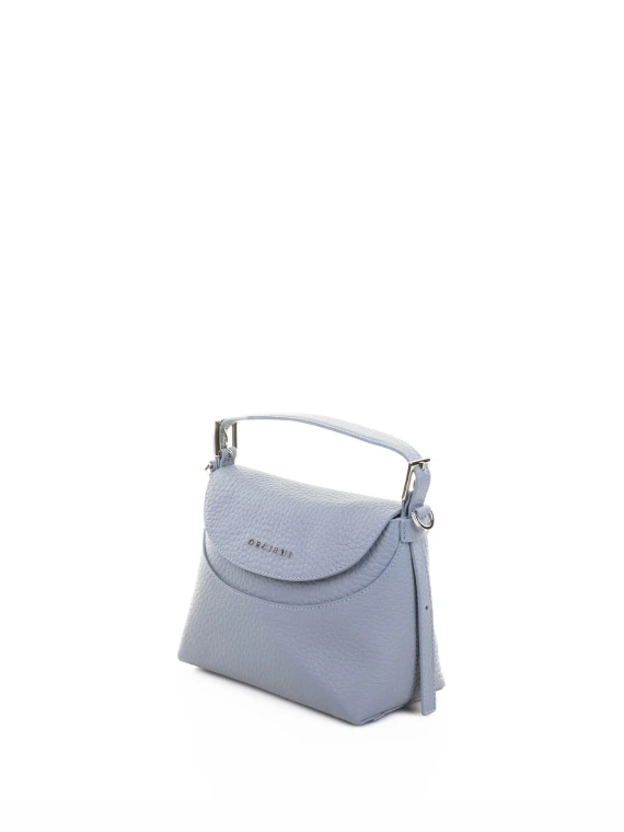 Nana S Soft Leather Handbag with Light Blue Shoulder Strap