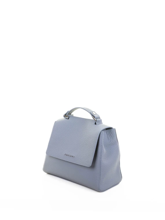 Borsa Sveva Soft S a spalla in pelle con tracolla azzurra