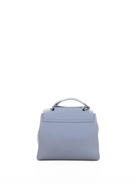 Borsa Sveva Soft S a spalla in pelle con tracolla azzurra