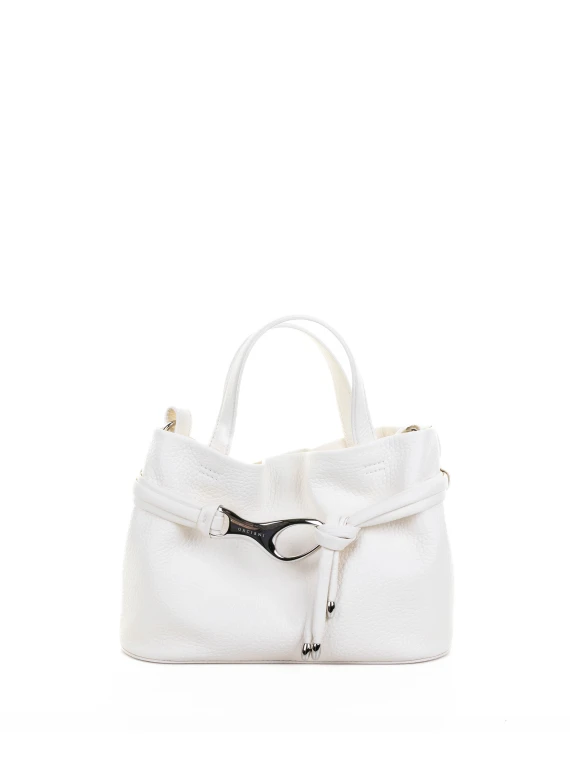 Shopper a spalla Dory S bianca in pelle