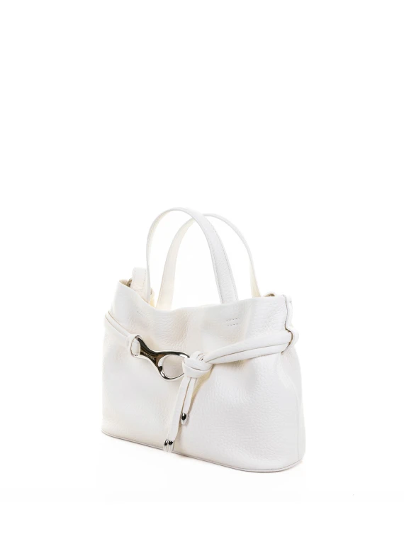 Dory S white leather shoulder shopper