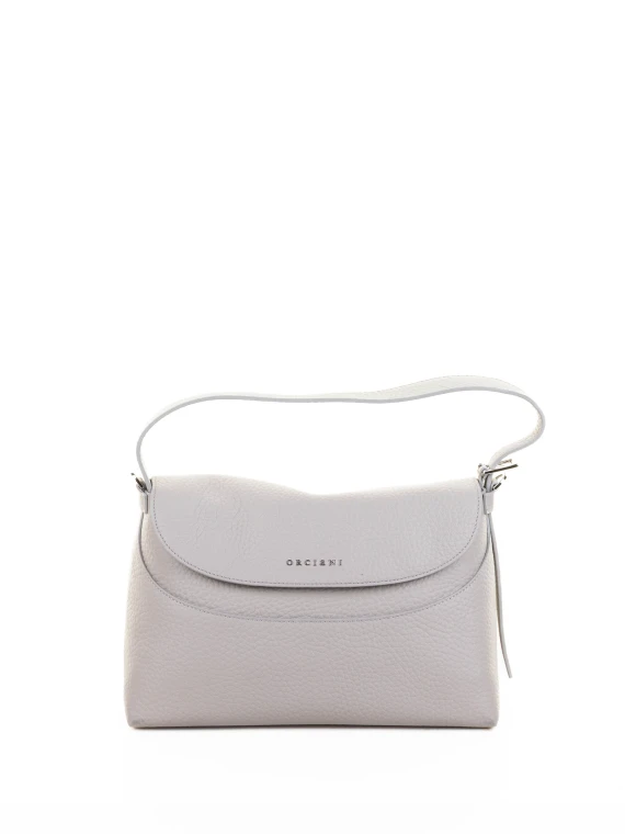 Borsa a spalla Nana Soft in pelle martellata con tracolla argilla