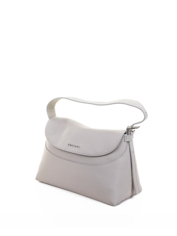 Nana Soft Shoulder Bag in Hammered Leather with Shoulder Strap Clay