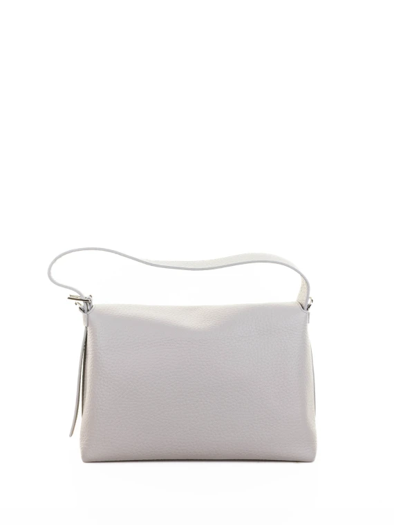 Nana Soft Shoulder Bag in Hammered Leather with Shoulder Strap Clay