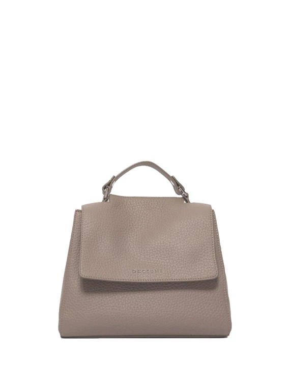 Borsa Sveva S tortora in pelle con tracolla