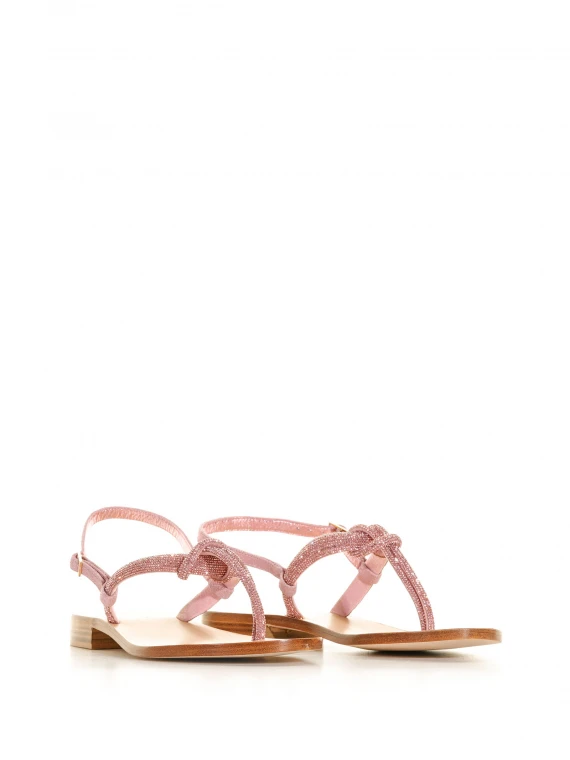 Flip flop sandal with rhinestones