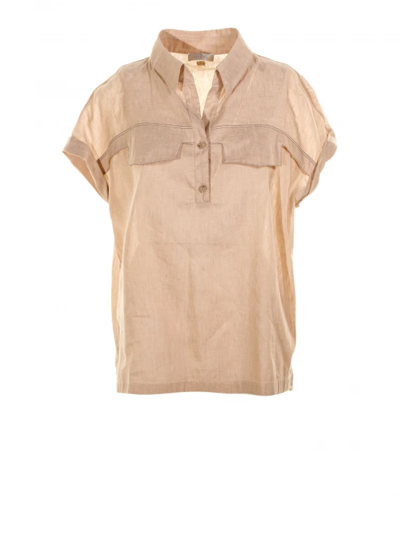 Short-sleeved shirt in linen