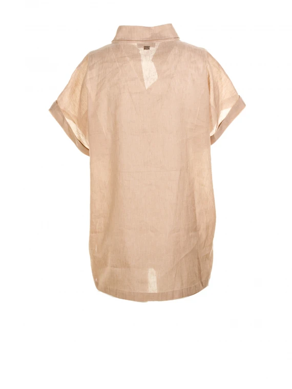 Short-sleeved shirt in linen