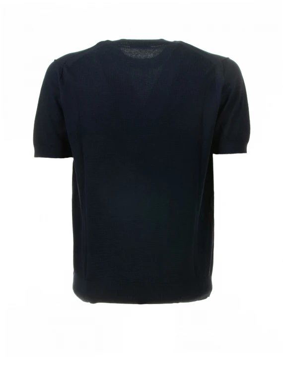 T-shirt blu in cotone e seta