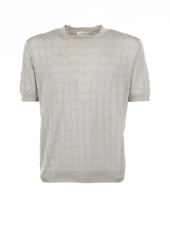 Beige cotton and silk T-shirt