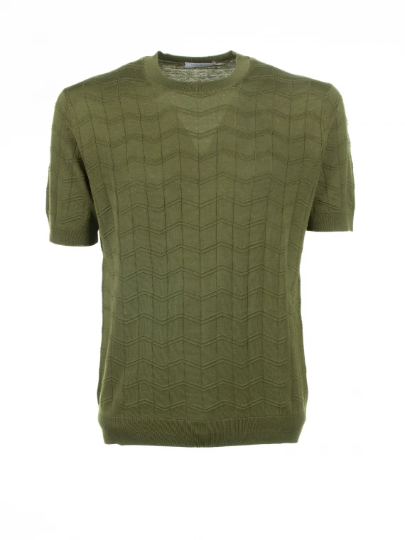 Green cotton and silk t-shirt