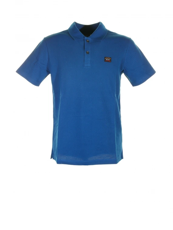 Polo a maniche corte blu con logo