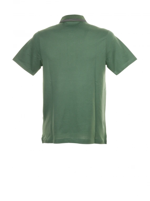 Green short-sleeved polo shirt with logo