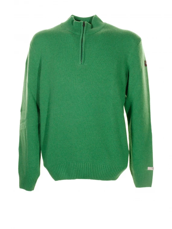 Maglione verde con zip