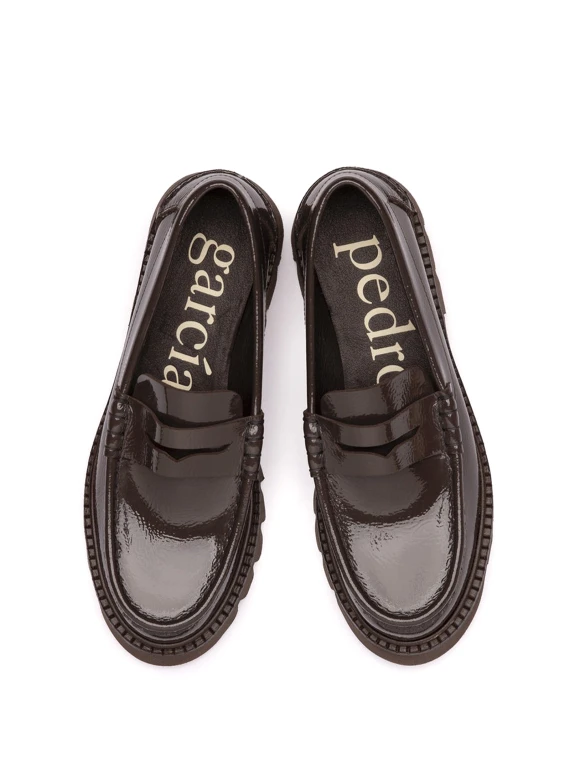 Coffee Glossy Leather Moccasin