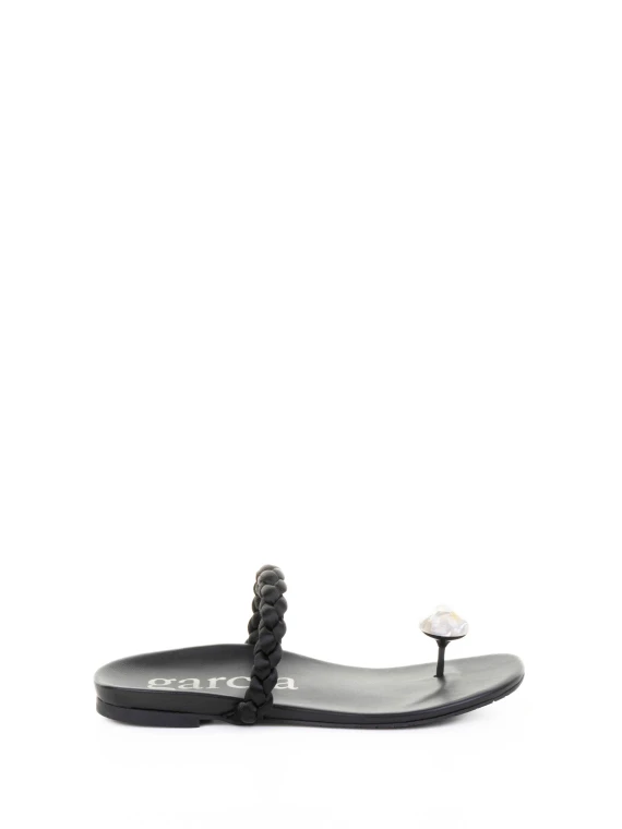 Black nappa flip flops