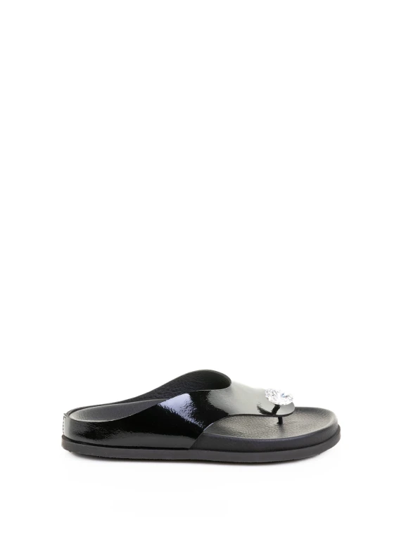 Infradito nero in pelle