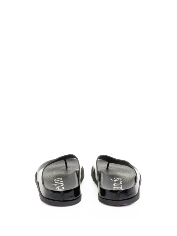Black Leather Flip Flops