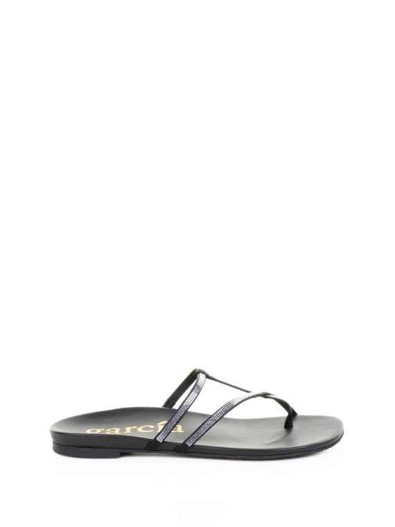 Black nappa flip flops