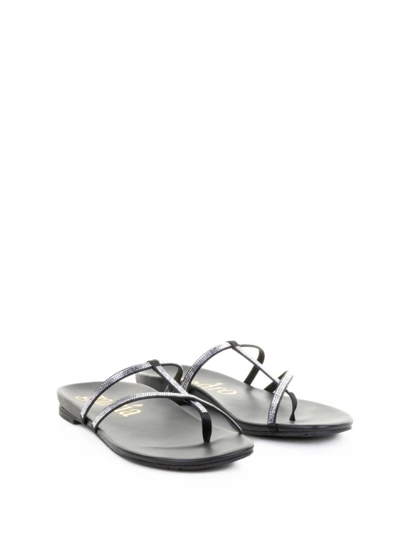 Black nappa flip flops