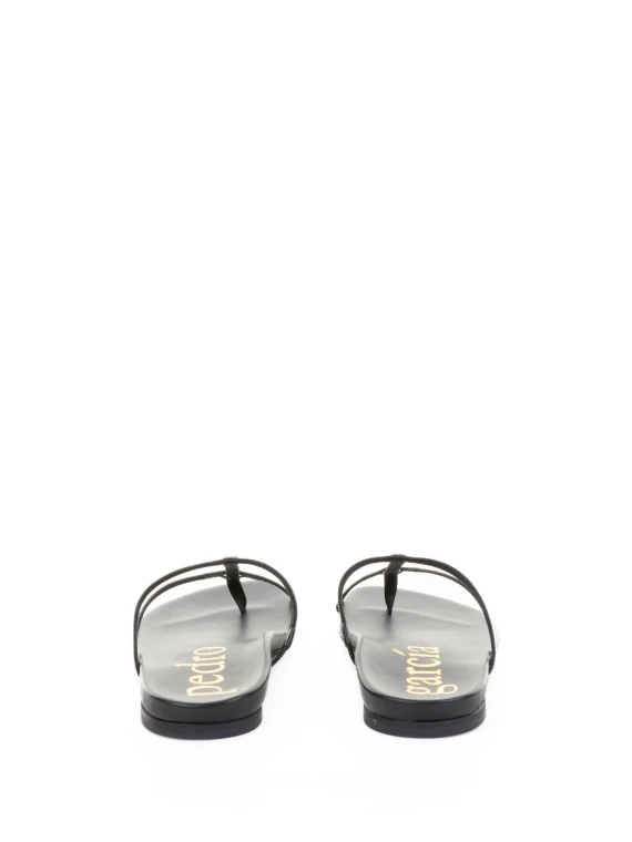 Black nappa flip flops