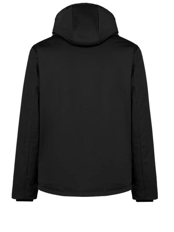 Technical fabric jacket with hood