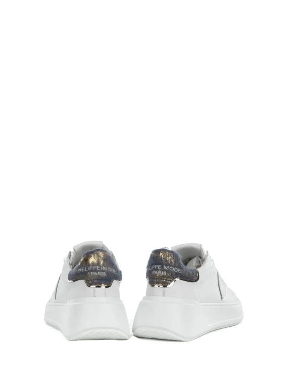 Sneaker Tres Temple low bianca donna con tallone a contrasto