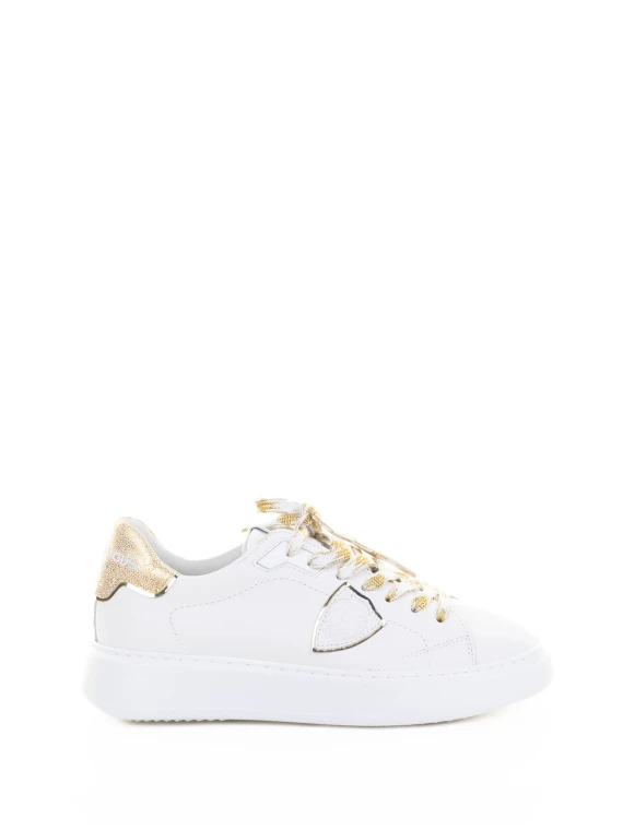 Sneaker bassa Temple bianco oro donna