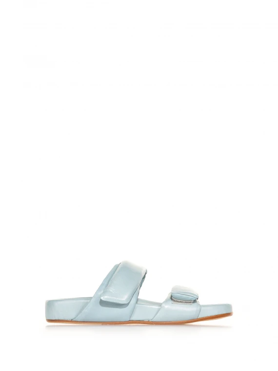 Nappa slipper with strap