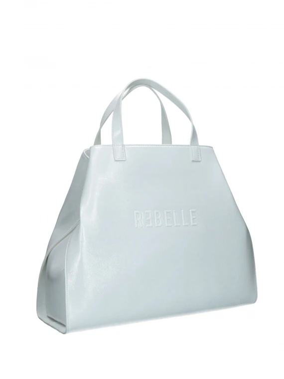 White Ashanti shopping bag in naplak