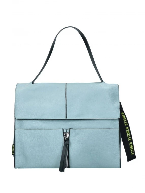 Borsa a spalla Clio Satchel azzurra in pelle