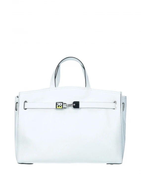 Valentina white leather handbag with shoulder strap