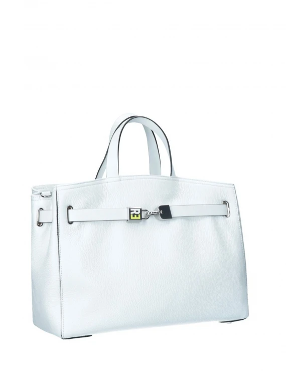 Valentina white leather handbag with shoulder strap