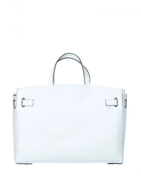 Valentina white leather handbag with shoulder strap