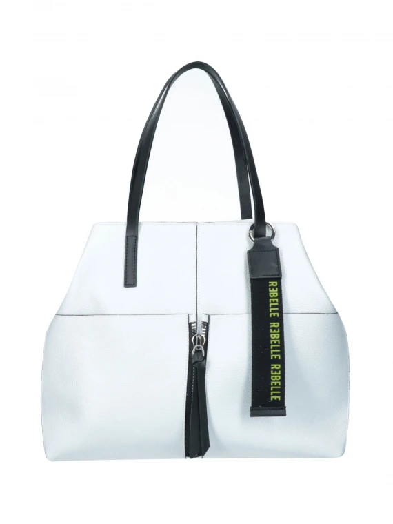 Shopping bag Cassandra bianca in pelle