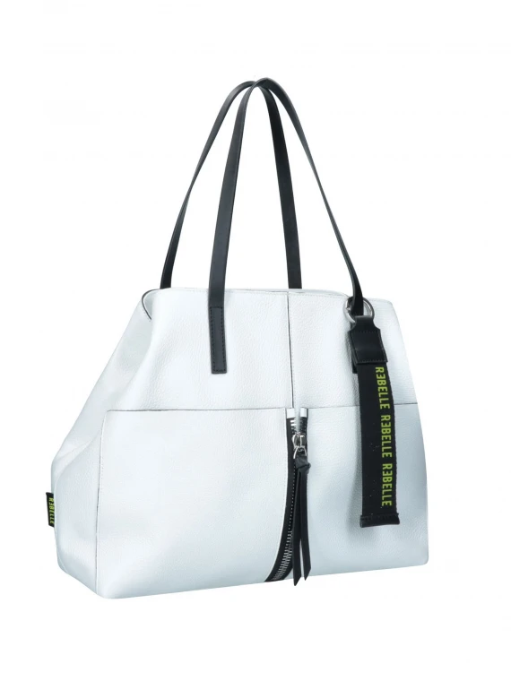 Shopping bag Cassandra bianca in pelle