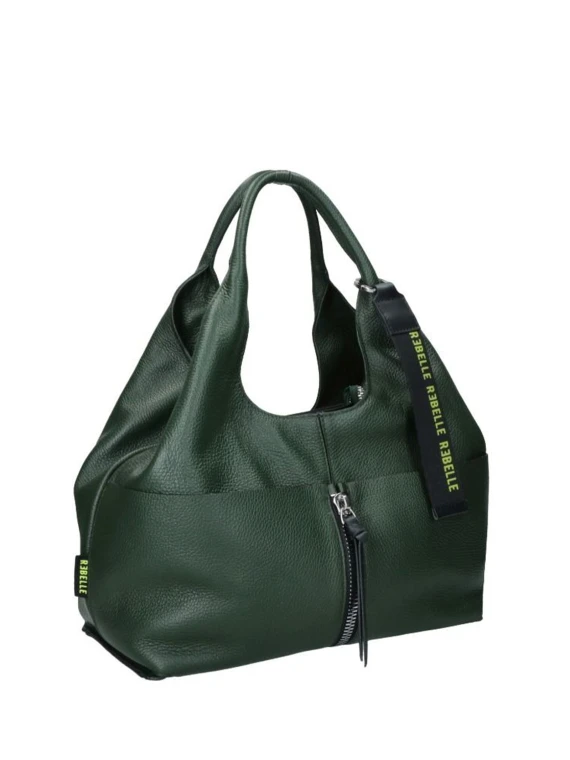 Shopping bag Nadia verde in pelle